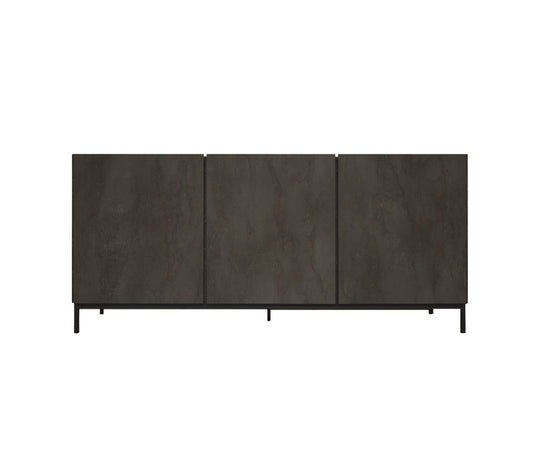 credenza pietrasanta in legno, finitura in acciaio ossidato, piano effetto marmo statuario, 200×50 cm, credenza in legno...