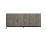 credenza pietrasanta in legno, finitura in grigio cemento, piano effetto marmo statuario, 200×50 cm, credenza in legno vista...