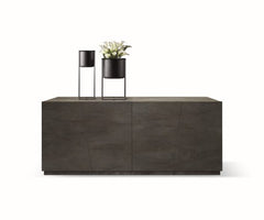 Credenza GORGONA in legno, finitura in acciaio ossidato, 180×50 cm