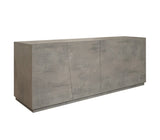 credenza gorgona in legno, finitura in grigio cemento, 180×50 cm, credenza in legno vista frontale, perfetta per soggiorni o...