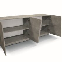 Credenza GORGONA in legno, finitura in grigio cemento, 180×50 cm