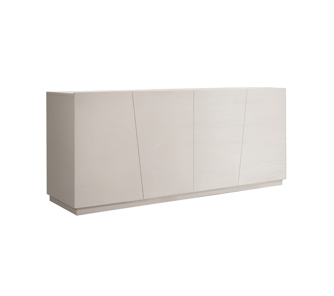 credenza gorgona in legno, finitura in bianco frassinato, 180×50 cm, credenza in legno vista frontale, perfetta per...