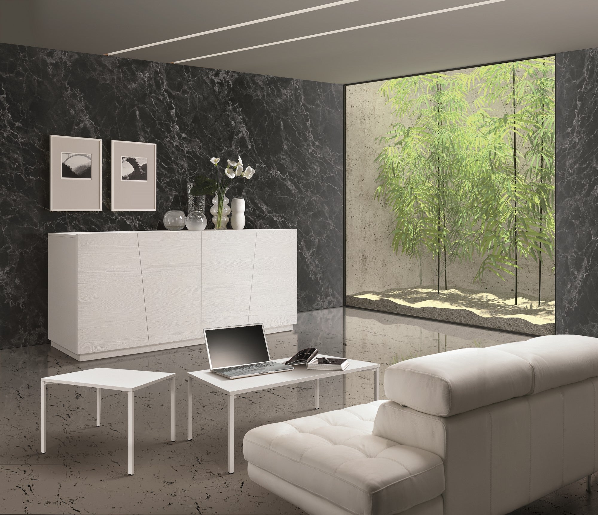 credenza gorgona in legno, finitura in bianco frassinato, 180×50 cm, dettaglio delle ante in legno e finitura naturale