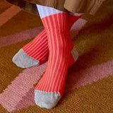 calze yvette mandarino, colore mandarino, taglia 36/38. calzini in cotone biologico per un benessere quotidiano e sostenibile