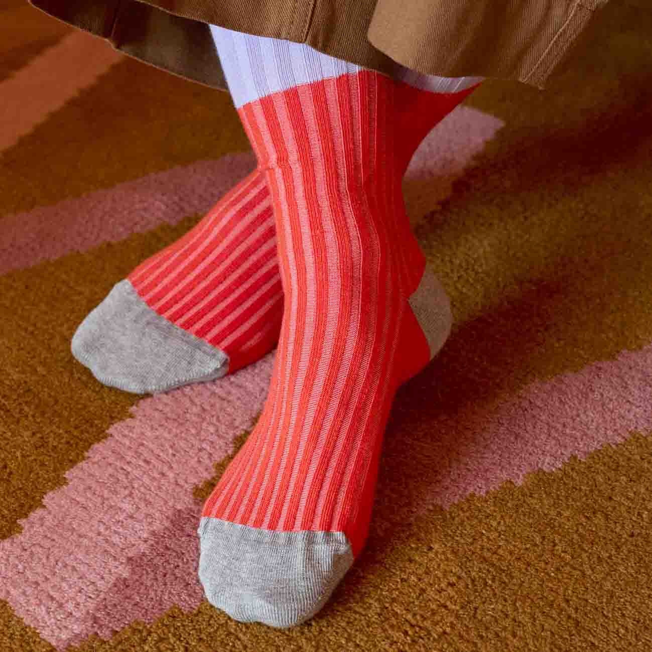 calzini yvette mandarino, colore mandarino, taglia 39/41. calzini in cotone biologico per un benessere quotidiano e sostenibile