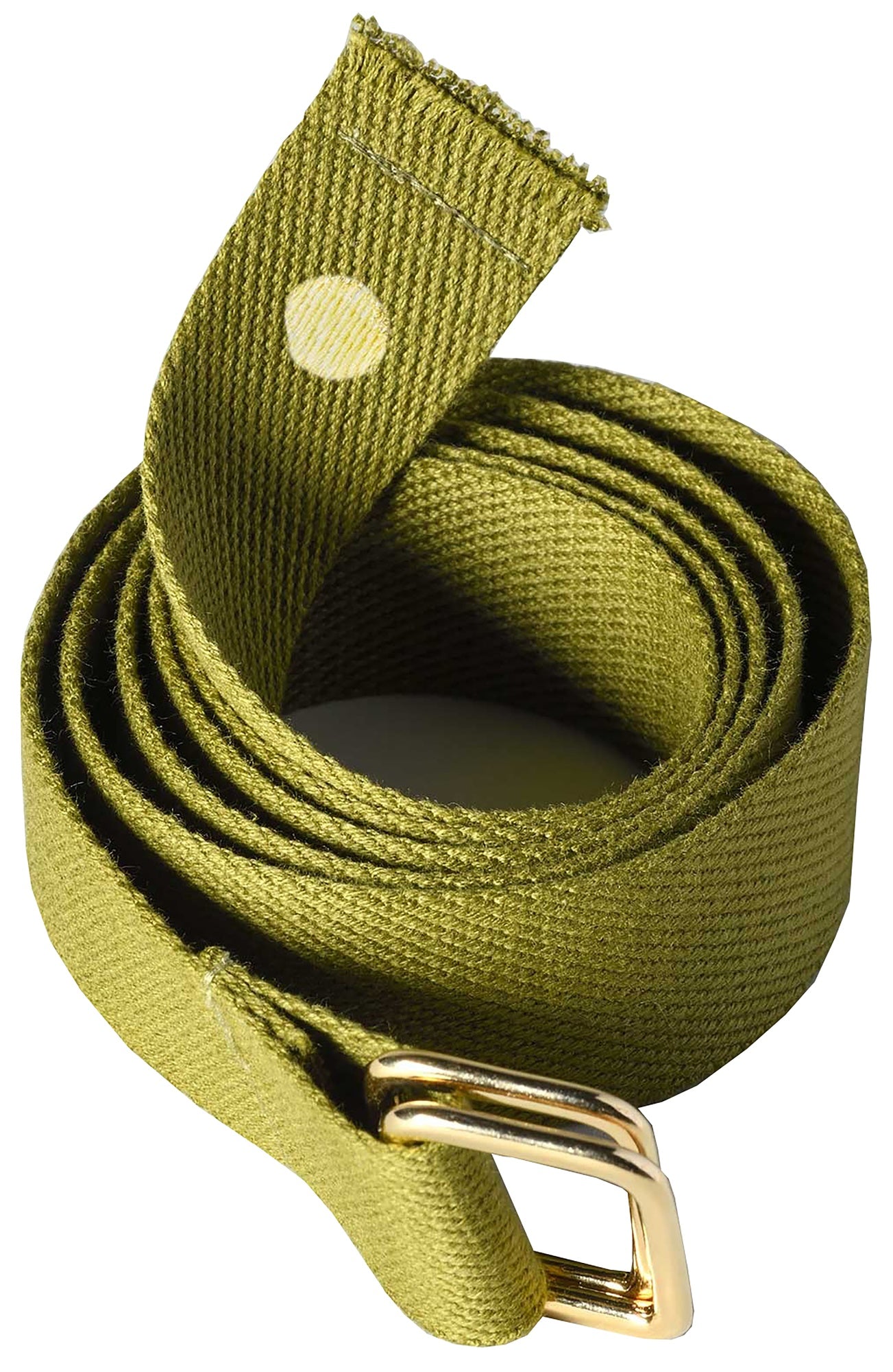 cintura ursule lichene, colore lichene, taglia 3 x 110. vista frontale della cintura ecosostenibile arrotolata su sfondo neutro