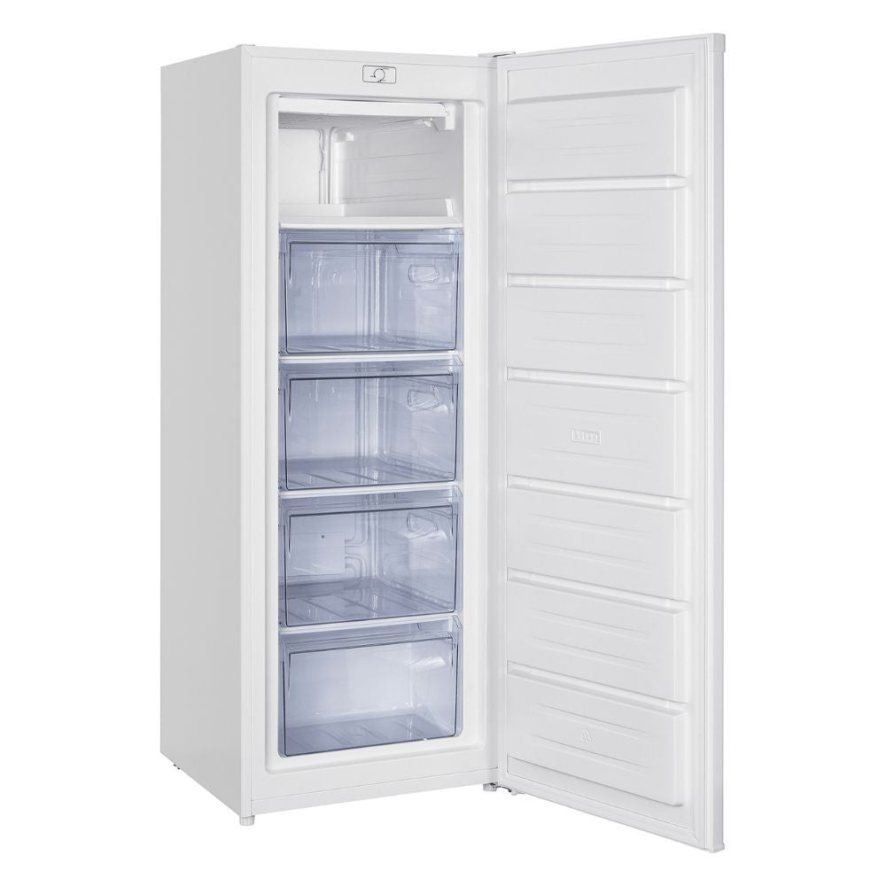 congelatore verticale dcv21sm3we0 168lt 4 cassetti e un ripiano con porta reversibile classe e bianco daya, ambientazione d’arredo con il prodotto protagonista