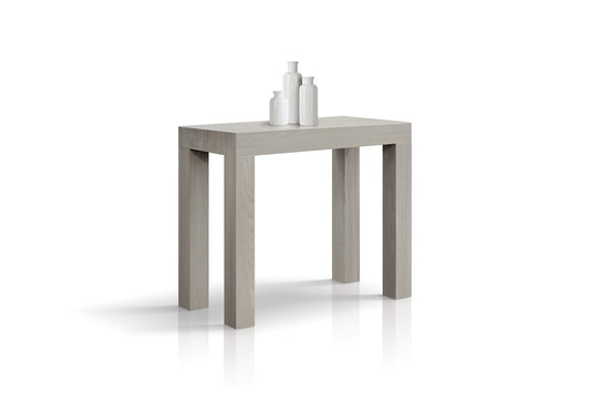 consolle allungabile viareggio effetto olmo perla 90×45 cm – 90×300, consolle allungabile vista frontale, perfetta per spazi...