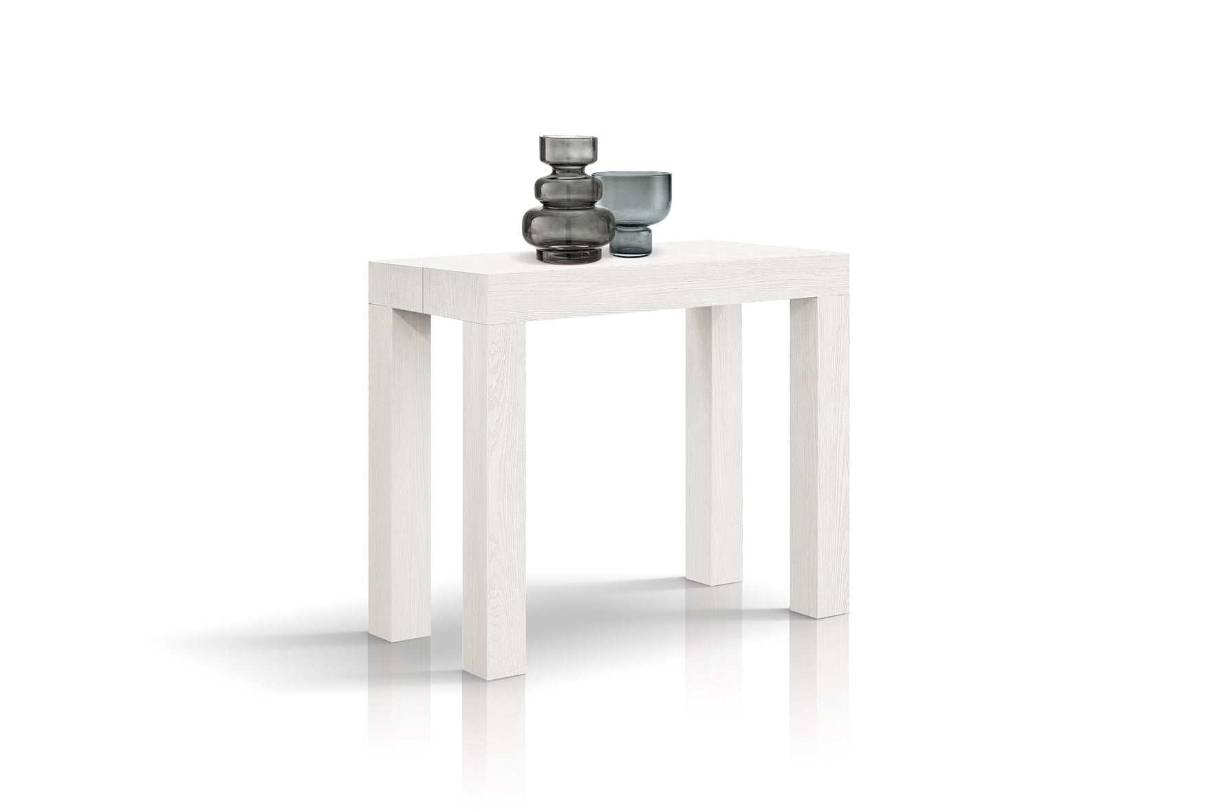 consolle allungabile viareggio effetto bianco frassinato 90×45 cm – 90×300, consolle allungabile vista frontale, perfetta...