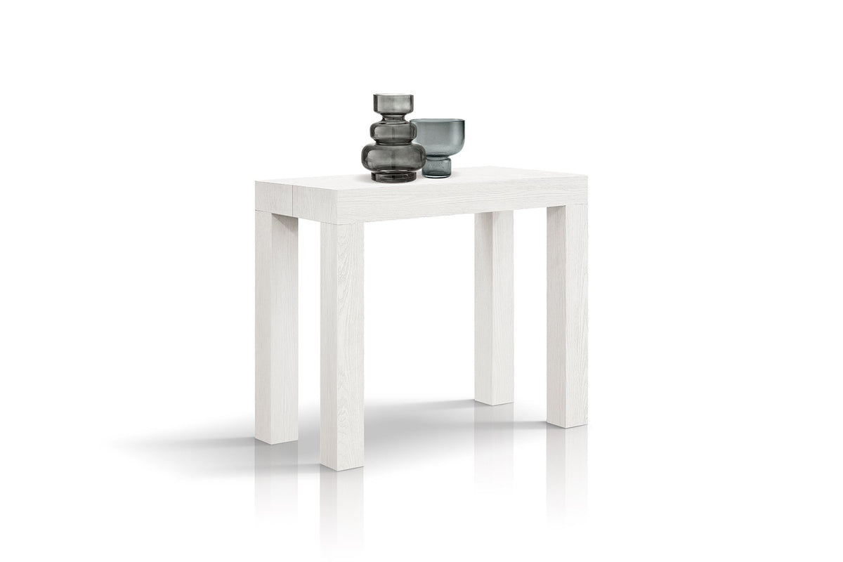 consolle allungabile viareggio effetto bianco frassinato 90×45 cm – 90×300, consolle allungabile vista frontale, perfetta...