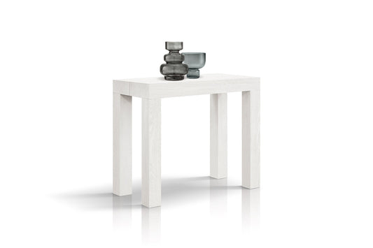 consolle allungabile viareggio effetto bianco frassinato 90×45 cm – 90×300, consolle allungabile vista frontale, perfetta...