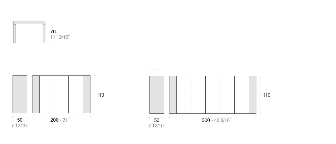 consolle allungabile sorrento colore bianco 110×50 cm – 110×300 cm, dettaglio della struttura e finitura in legno naturale