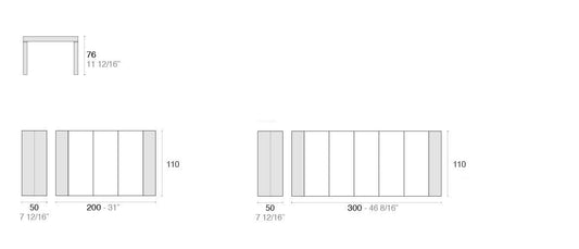 consolle allungabile sorrento colore bianco 110×50 cm – 110×300 cm, dettaglio della struttura e finitura in legno naturale