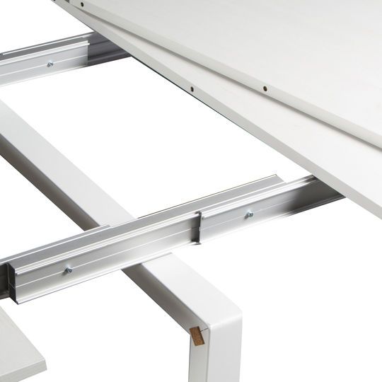 consolle allungabile ponza bianco consumato 90×45 cm – 90×295 cm, consolle aperta mostrata in ambiente sala da pranzo