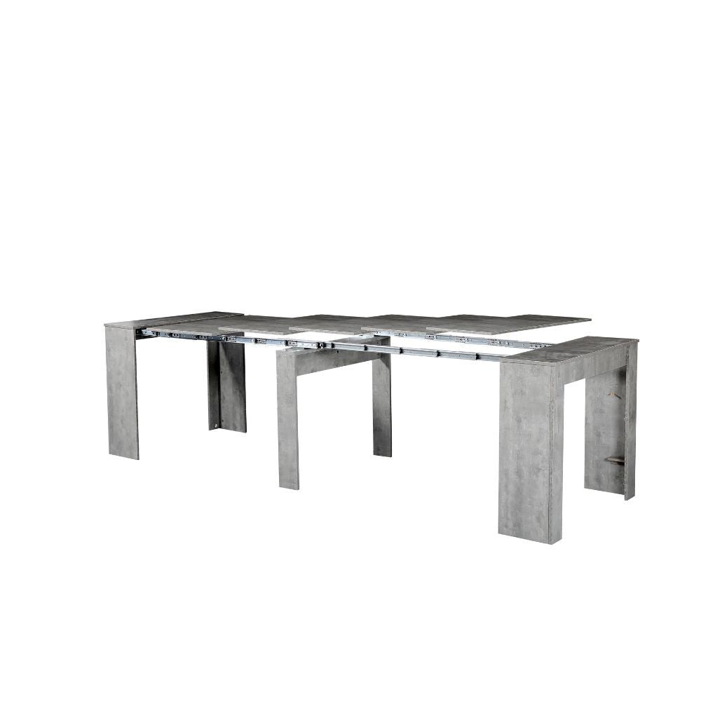 consolle allungabile ofelia colore grigio cemento, ambiente moderno arredato con consolle multifunzione