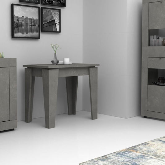 consolle allungabile natron cemento 50x90 cm, consolle allungabile vista frontale, perfetta per spazi piccoli e moderni