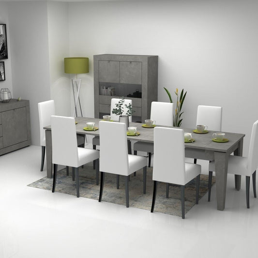 consolle allungabile natron cemento 50x90 cm, dettaglio della struttura e finitura in legno naturale