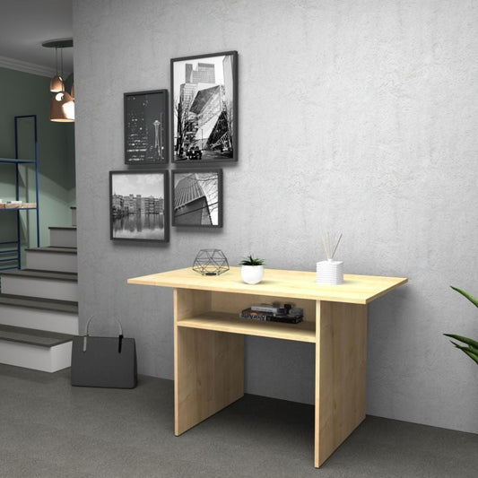 tavolo consolle ripiegabile ikebana rovere 120x35, dettaglio della struttura e finitura in legno naturale