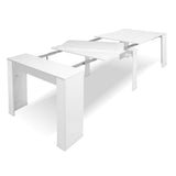 consolle allungabile ofelia colore bianco effetto lucido, sistema allungabile ideale per ospitare fino a 12 persone