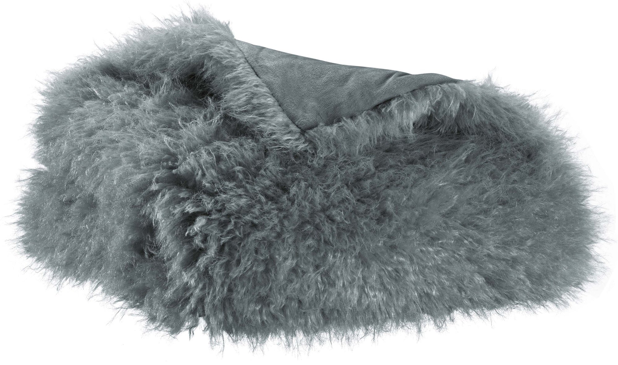 plaid betani ardesia, colore ardesia, taglia 130 x 160. vista frontale della coperta piegata su sfondo bianco