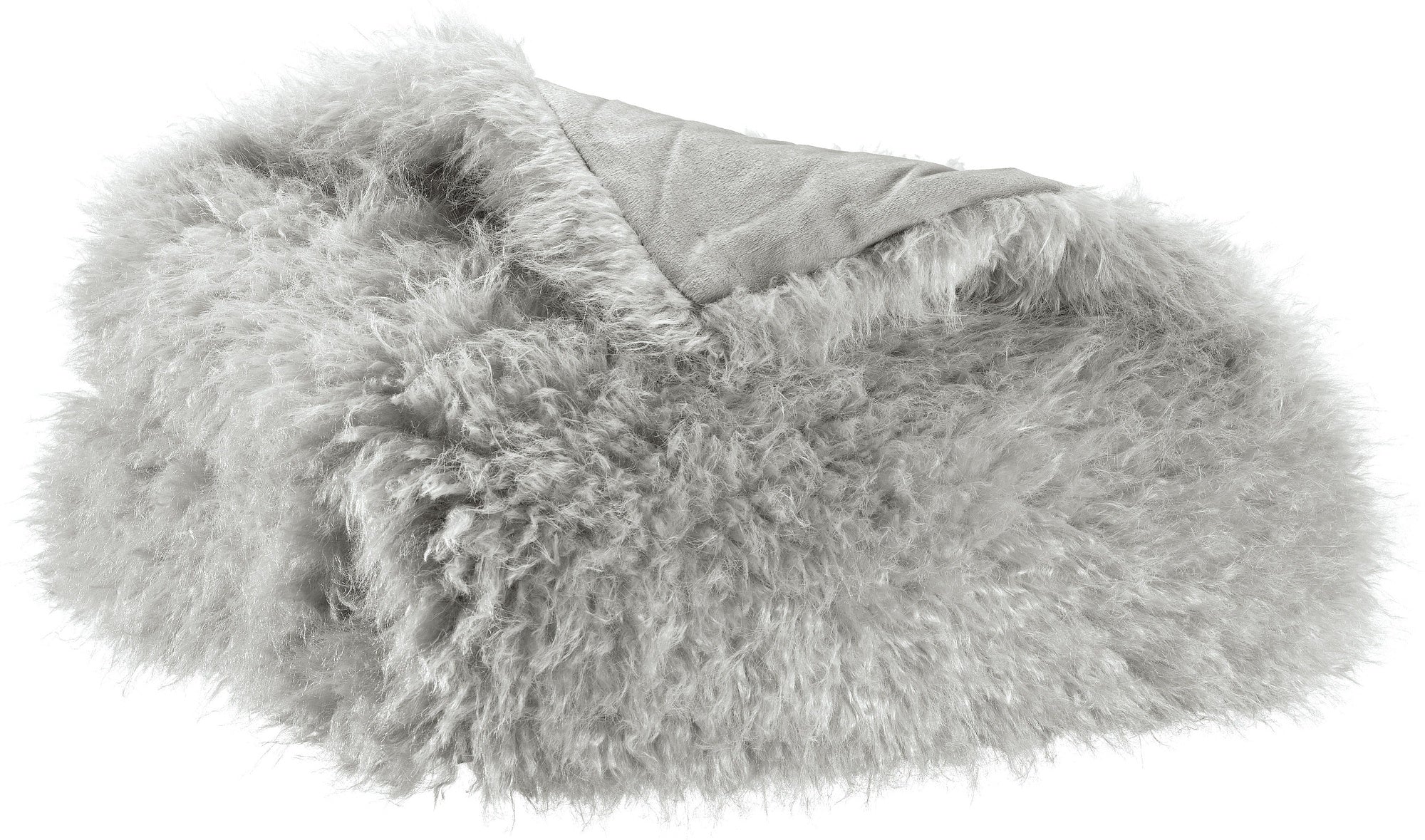 plaid betani écume, colore écume, taglia 130 x 160. vista frontale della coperta piegata su sfondo bianco