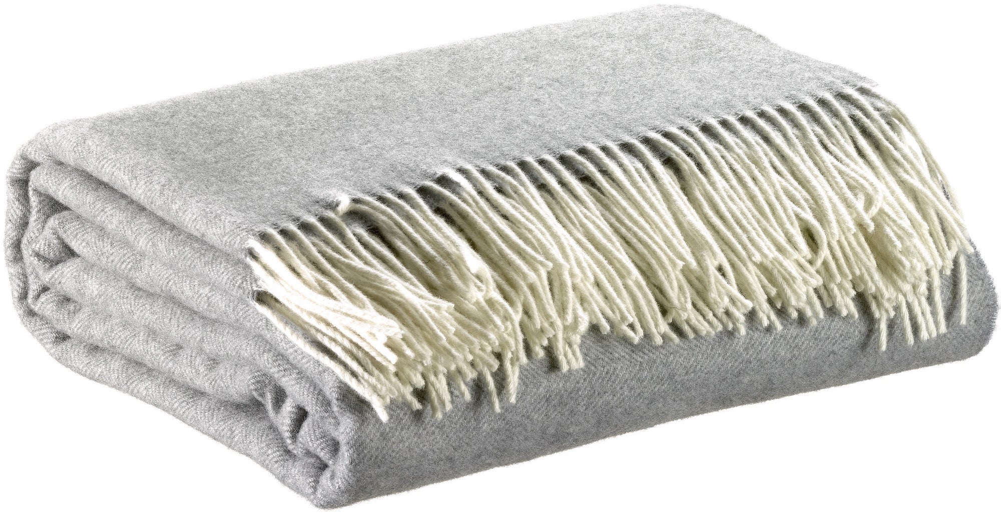 plaid carina perla, colore perla, taglia 130 x 190. vista frontale della coperta piegata su sfondo bianco