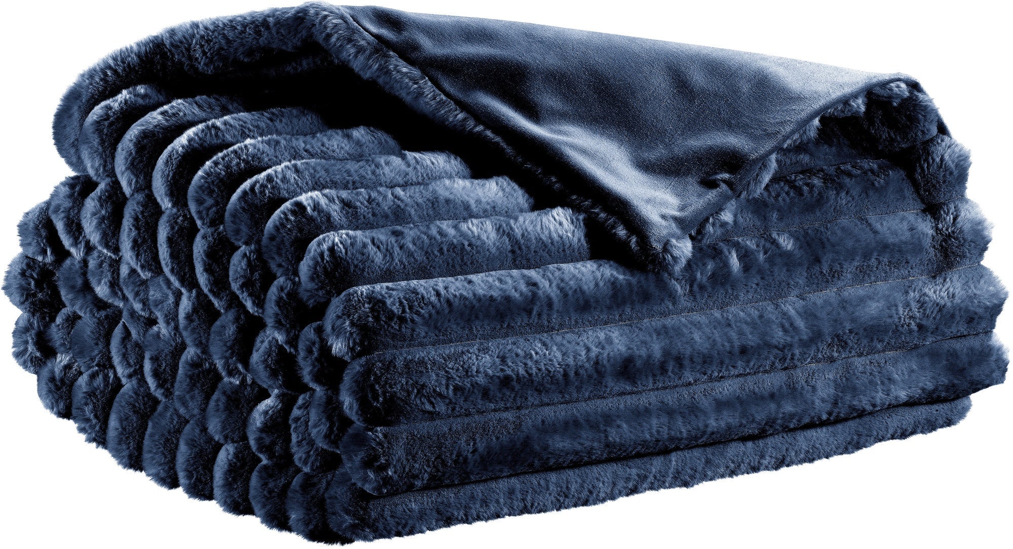 plaid alice marina militare, colore marina militare, taglia 130 x 160. vista frontale della coperta piegata su sfondo bianco