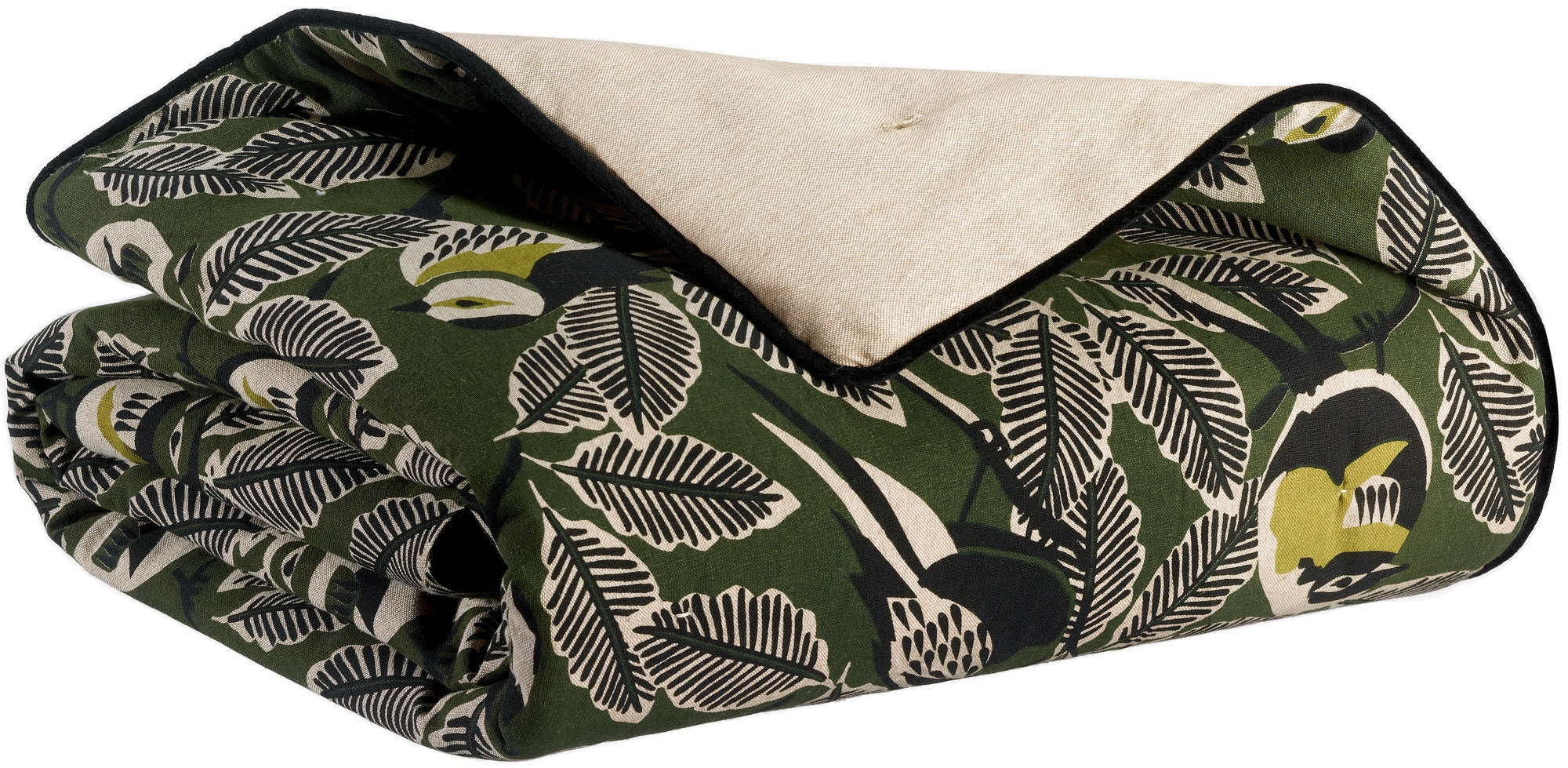 plaid zazu chambray oliva, colore oliva, taglia 135 x 200. vista frontale della coperta piegata su sfondo bianco