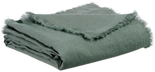 plaid zeff timo, colore timo, taglia 130 x 180. vista frontale della coperta piegata su sfondo bianco