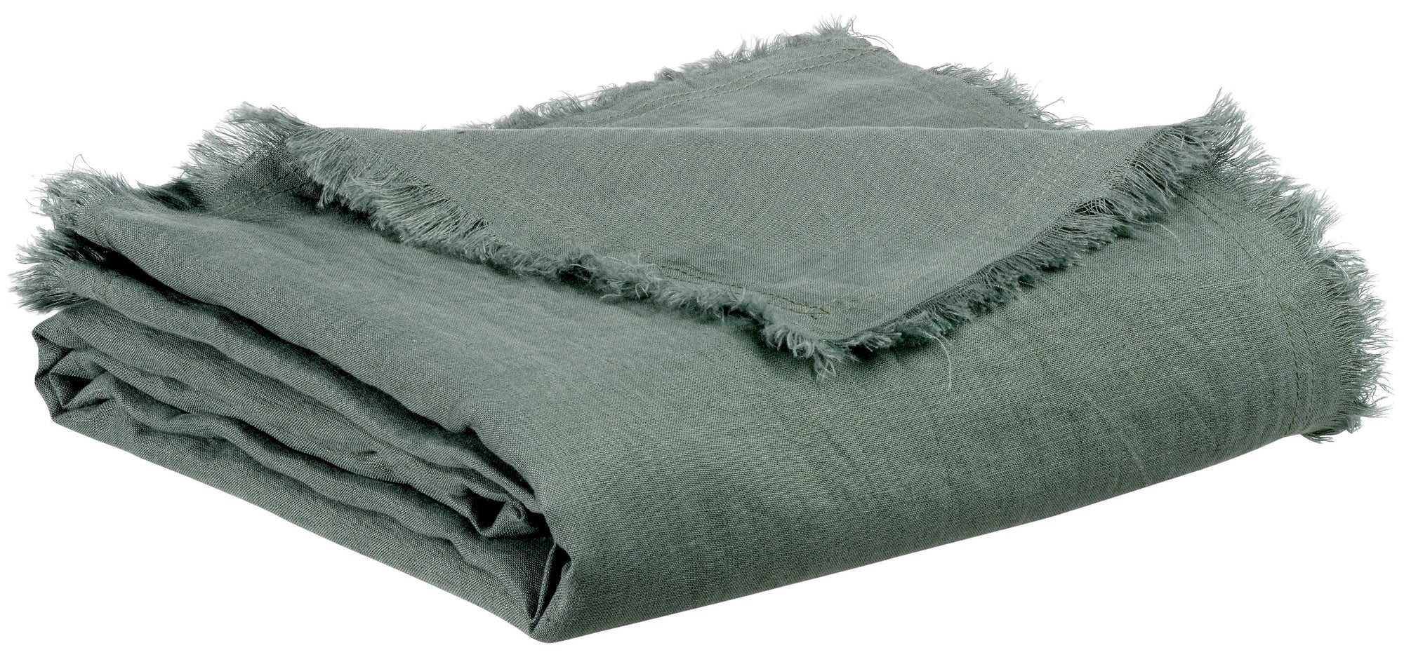 plaid zeff timo, colore timo, taglia 130 x 180. vista frontale della coperta piegata su sfondo bianco