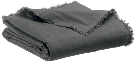 plaid zeff nomade tonnerre, colore tonnerre, taglia 130 x 180. vista frontale della coperta piegata su sfondo bianco