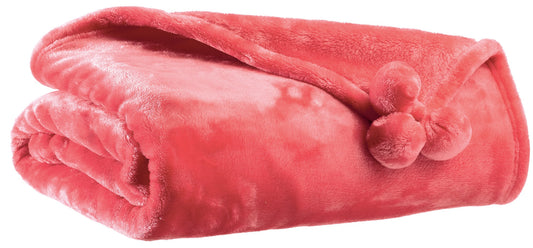 plaid tender pompons malabar, colore malabar, taglia 130 x 170. vista frontale della coperta piegata su sfondo bianco 2000