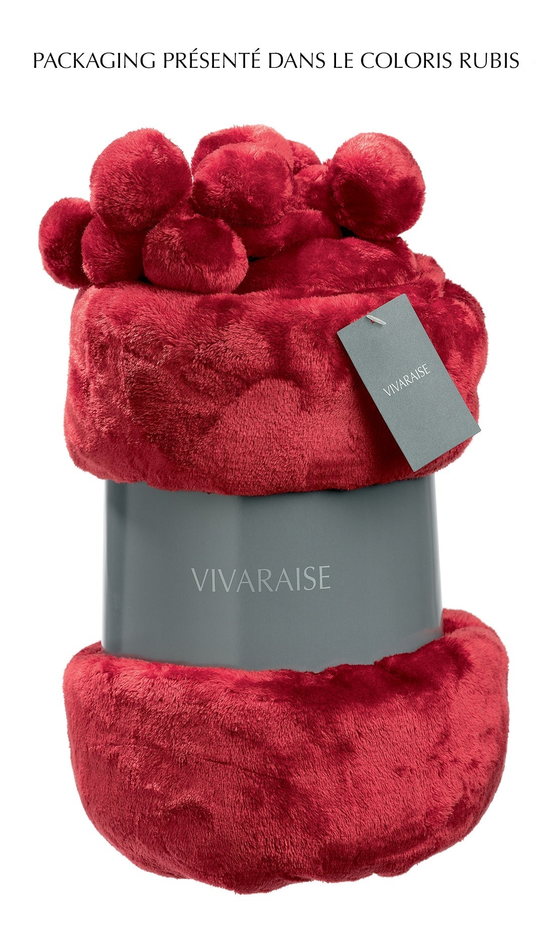 plaid tender pompons aubepine, colore aubepine, taglia 130 x 170. coperta di qualità ideale per le notti fredde o il relax...