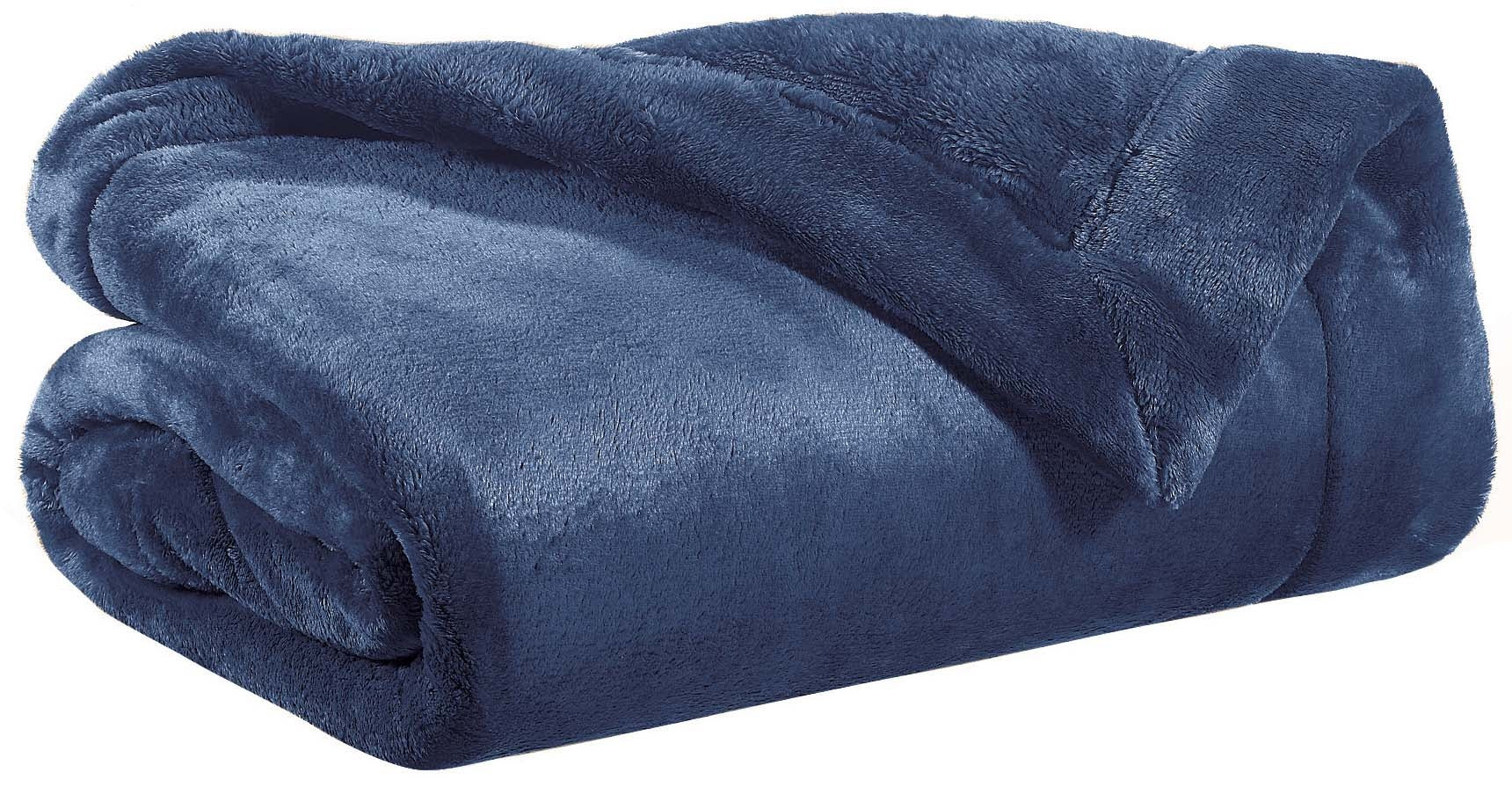 plaid tender inchiostro, colore inchiostro, taglia 150 x 200. vista frontale della coperta piegata su sfondo bianco