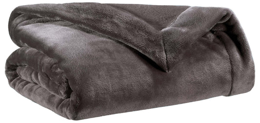 plaid tender asfalto, colore asfalto, taglia 150 x 200. vista frontale della coperta piegata su sfondo bianco 2000