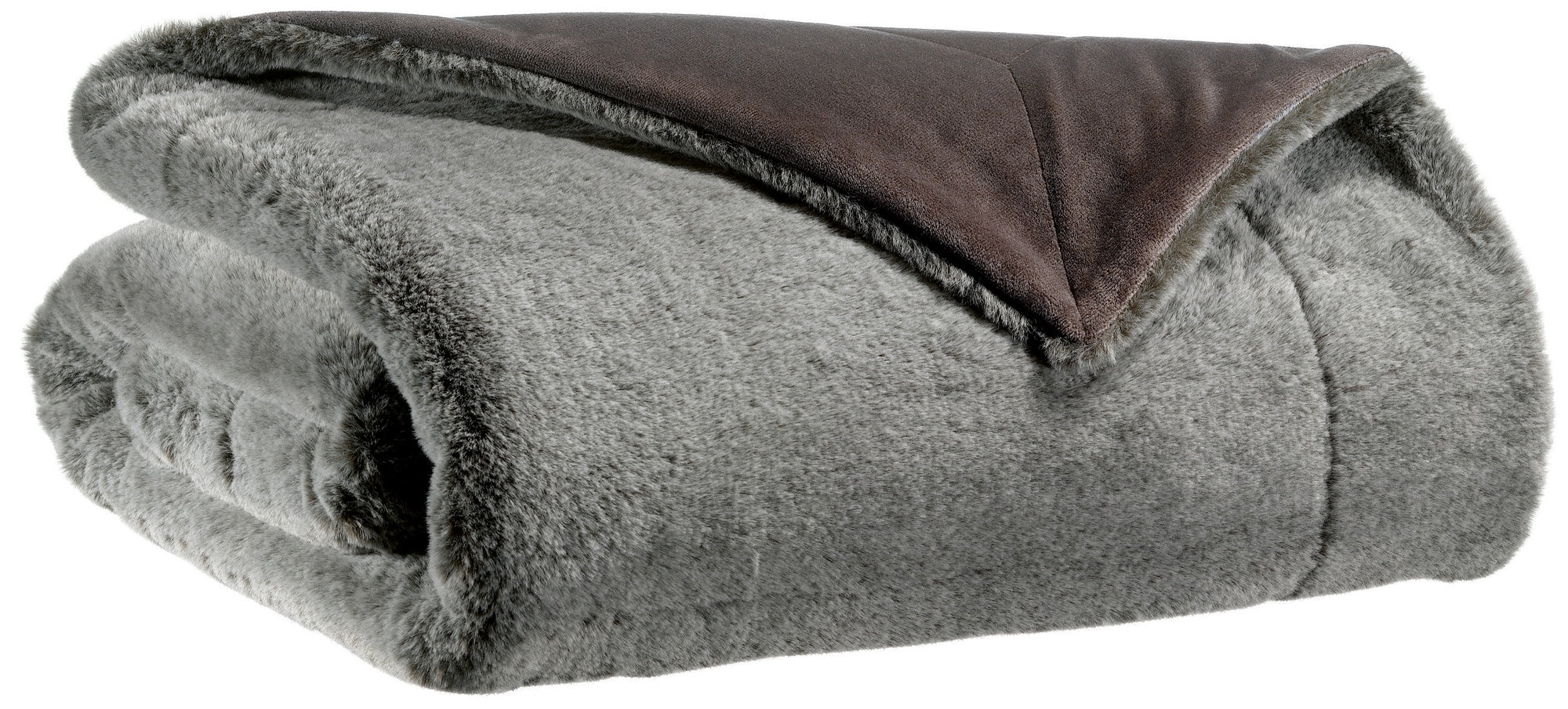 plaid kinta cacao, colore cacao, taglia 130 x 160. vista frontale della coperta piegata su sfondo bianco