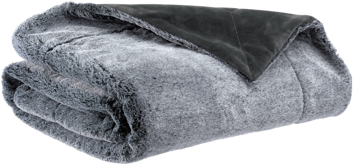 plaid kinta tonnerre, colore tonnerre, taglia 130 x 160. vista frontale della coperta piegata su sfondo bianco