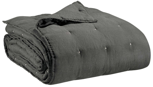 plaid zeff tonnerre, colore tonnerre, taglia 180 x 260. vista frontale della coperta piegata su sfondo bianco 2000