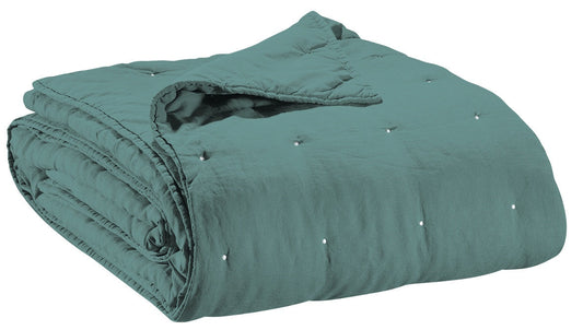 plaid zeff prussia, colore prussia, taglia 240 x 260. vista frontale della coperta piegata su sfondo bianco 1181