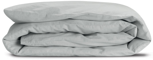 copri piumino calita perla, colore perla, taglia 85 x 200. copripiumino piegato su sfondo neutro per una visione dettagliata