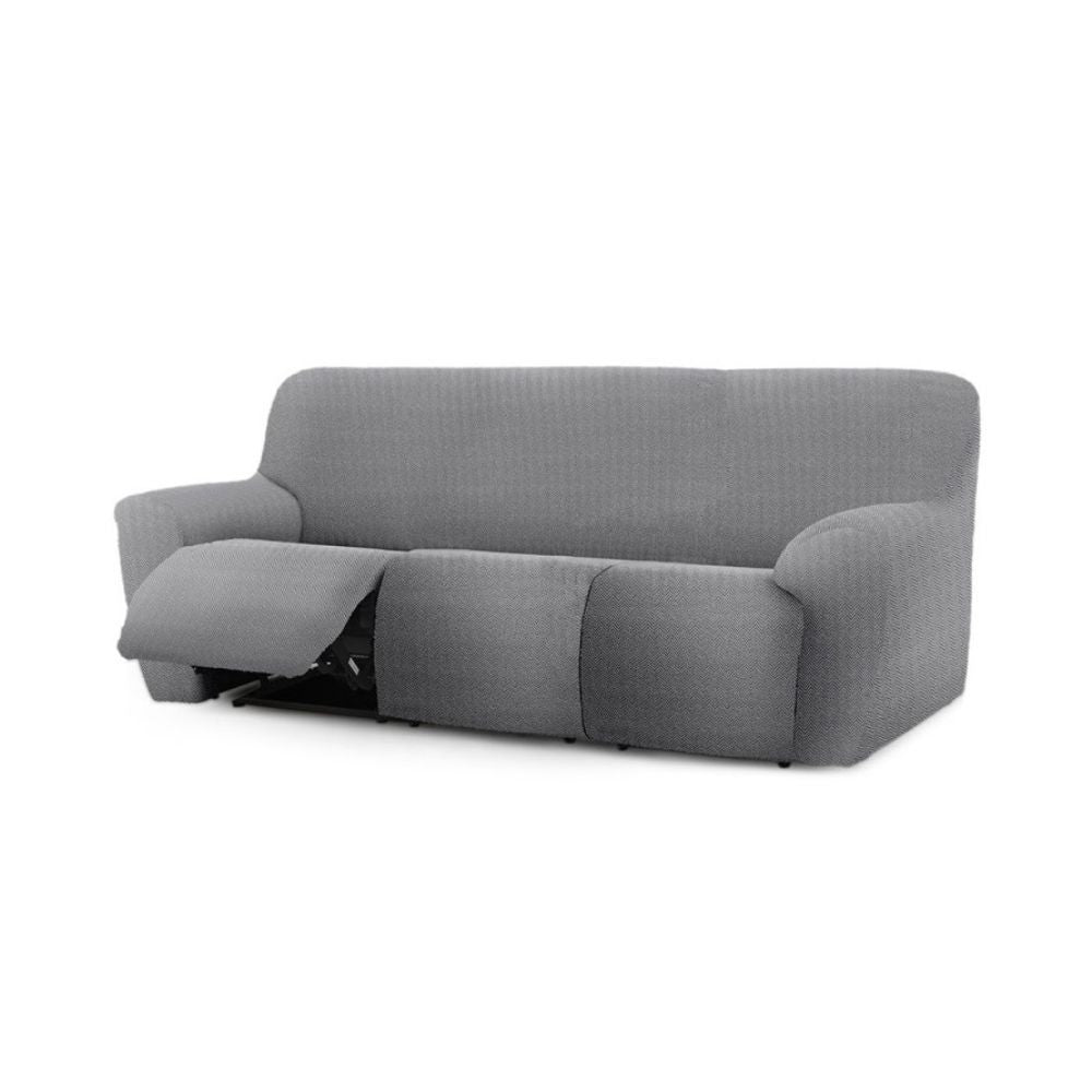 copridivano jaz recliner 3 posti grigio 200-260, copridivano installato, vista frontale su divano