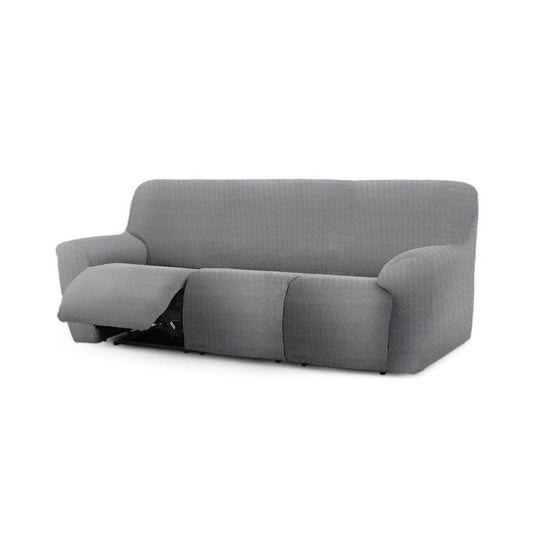 copridivano jaz recliner 3 posti grigio 200-260, copridivano installato, vista frontale su divano