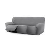 copridivano jaz recliner 3 posti grigio 200-260, copridivano installato, vista frontale su divano