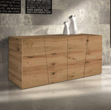 credenza san babila rovere nodato spazzolato 180×50 cm h 75 cm, credenza in legno vista frontale, perfetta per soggiorni o...