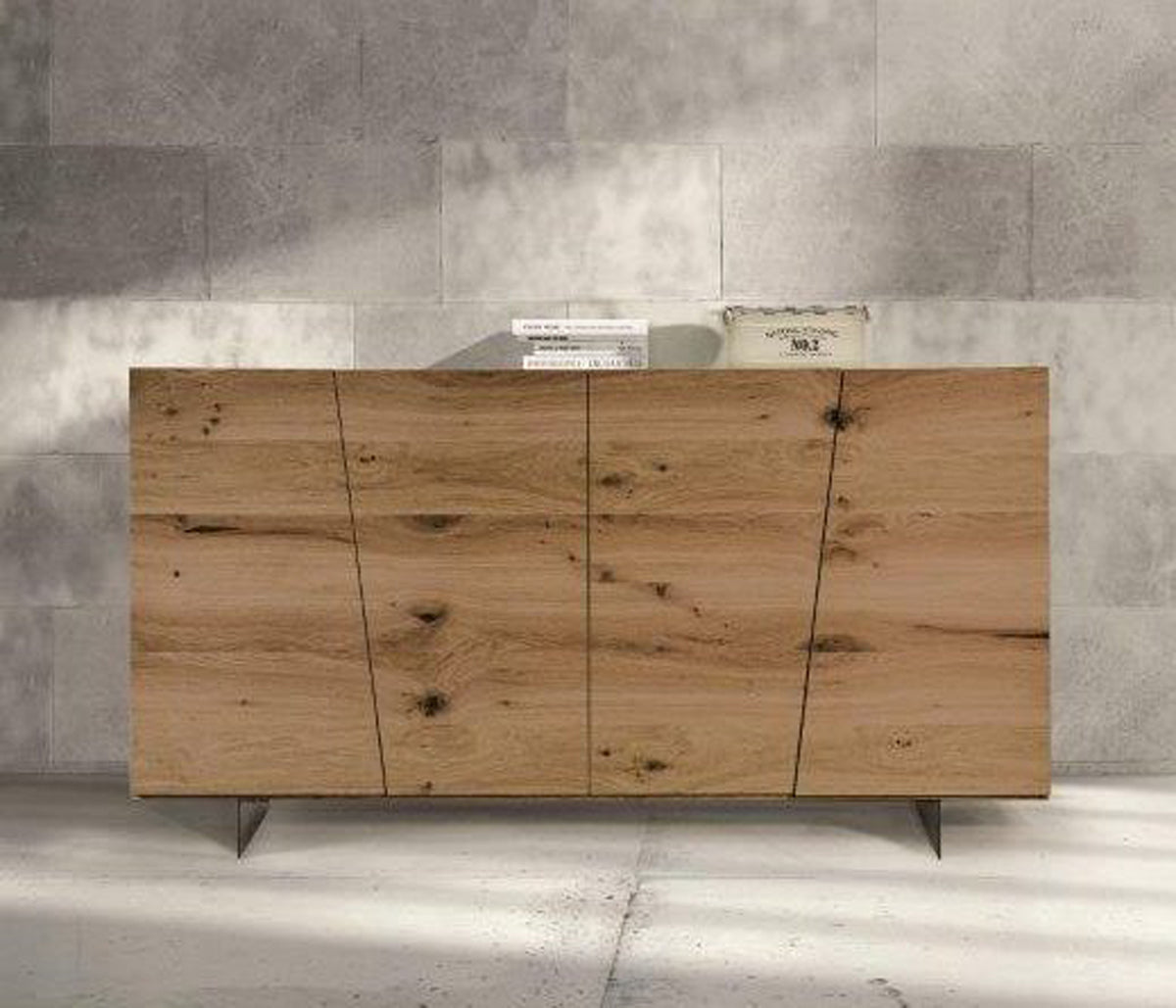 credenza san babila rovere nodato spazzolato 180×50 cm h 87 cm, credenza in legno vista frontale, perfetta per soggiorni o...