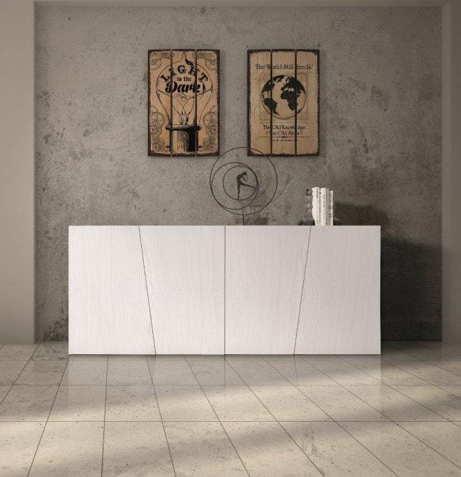 credenza san babila abete bianco spazzolato 180×50 cm h 75 cm, credenza in legno vista frontale, perfetta per soggiorni o...