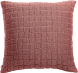 cuscino swami terra di siena, colore terra di siena, taglia 45 x 45. dettaglio tecnico della chiusura del cuscino