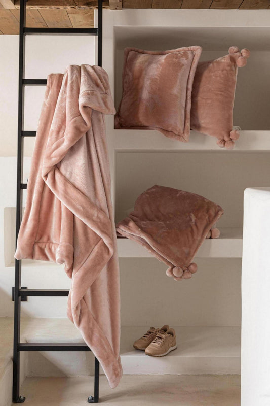 cuscino tender pompons aubepine, colore aubepine, taglia 45 x 45. ideale come complemento d’arredo su divani, poltrone o letti