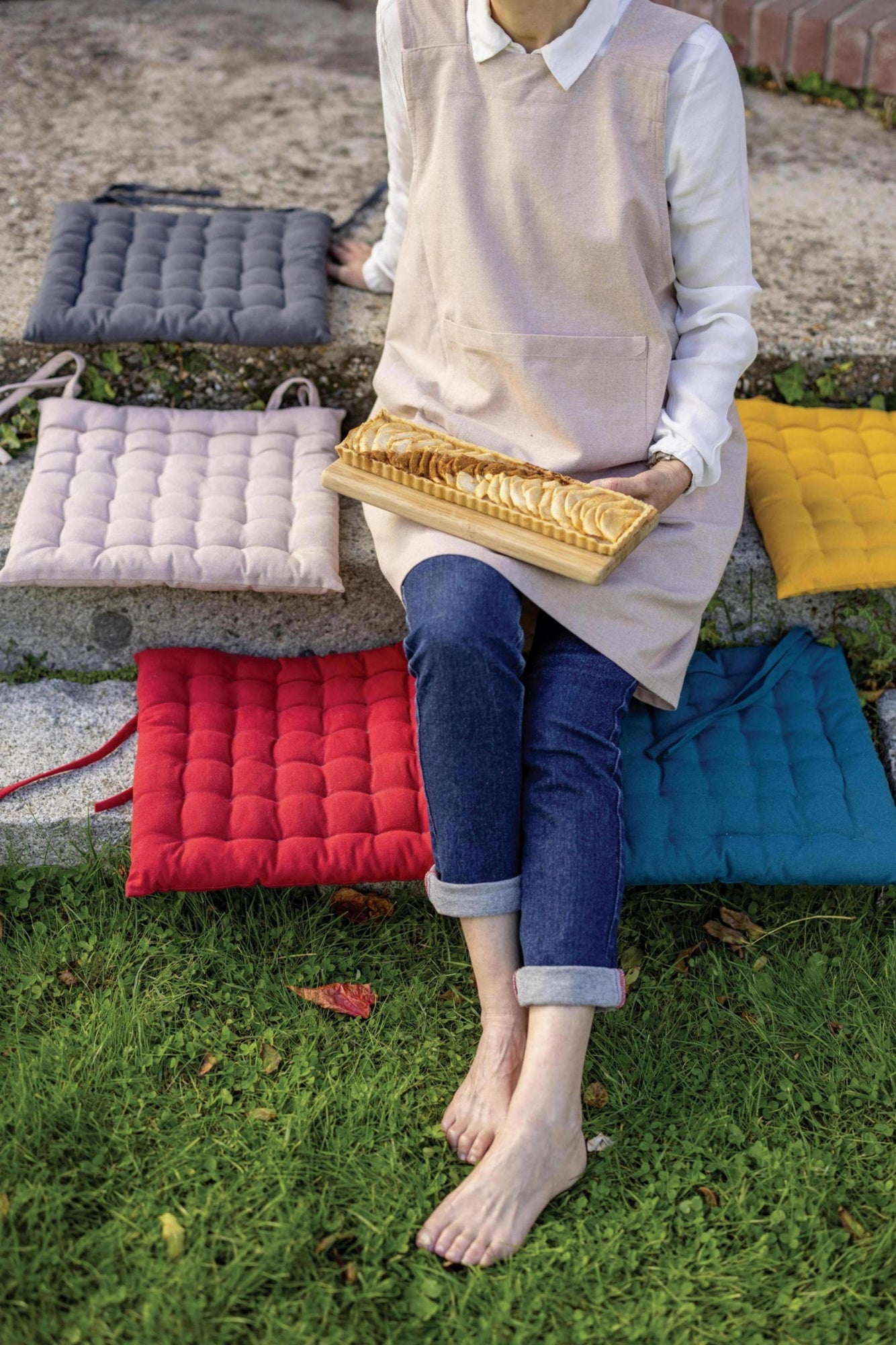 cuscino per sedia riciclato 36 punti zea naturale, colore naturale, taglia 38 x 38 x 3. trasforma qualsiasi sedia in una seduta più accogliente