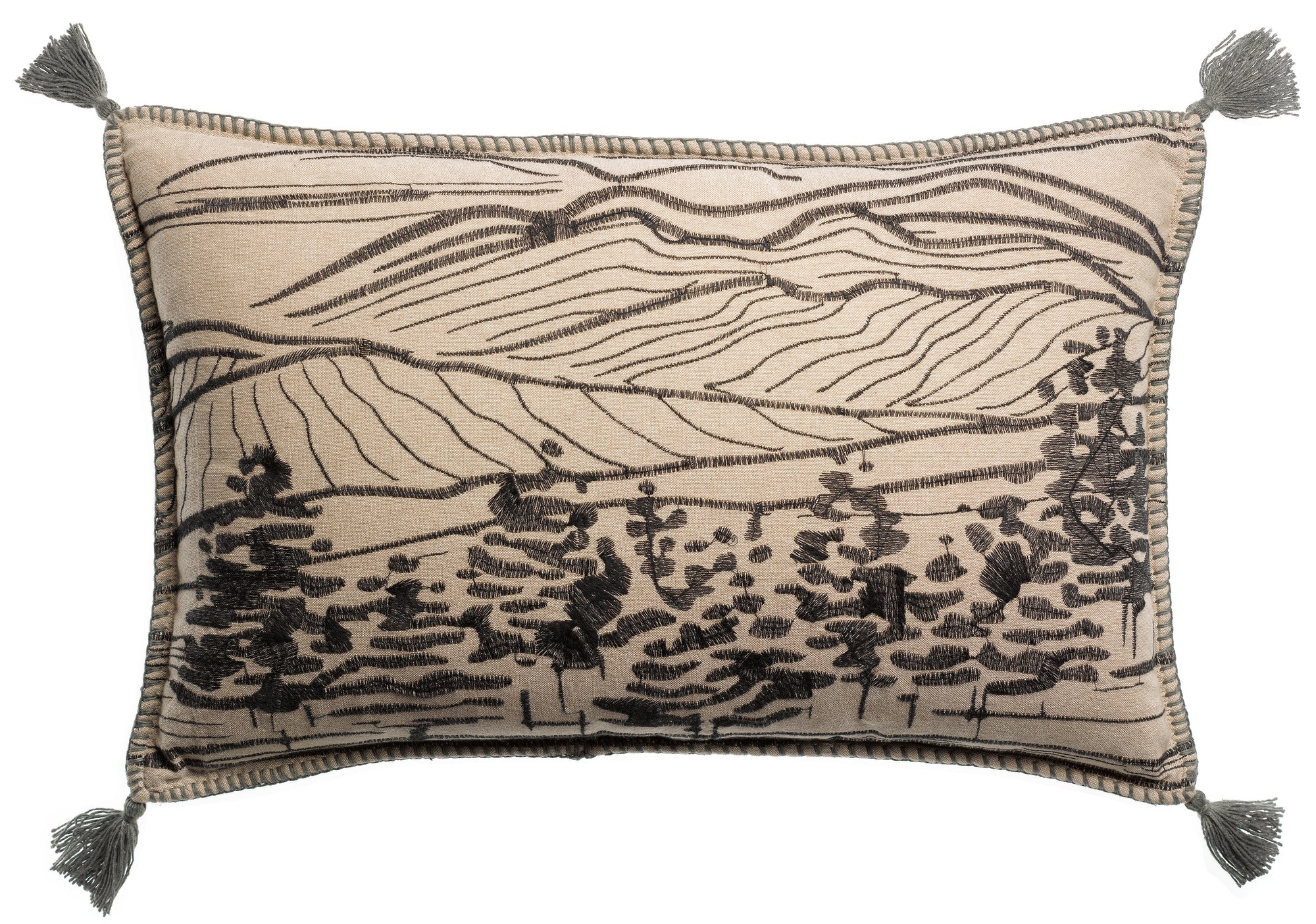 cuscino ricamato dusko timo, colore timo, taglia 40 x 65. cuscino da interno elegante, perfetto per arredare soggiorno o camera da letto